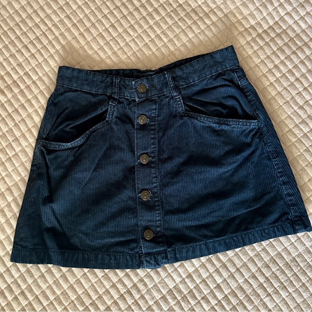 Free People Navy Blue Corduroy Mini Skirt